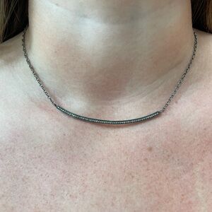 Oxydized Pave diamond bar necklace
